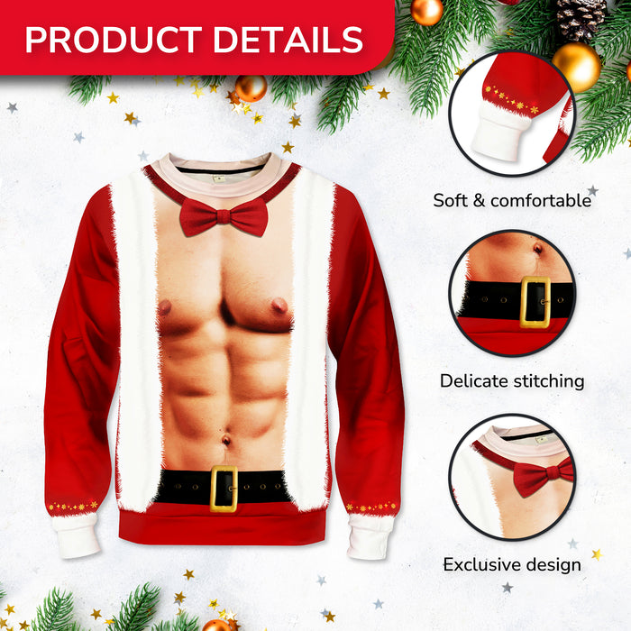 Unisex Funny Santa Man Jumper Six Pack Abs