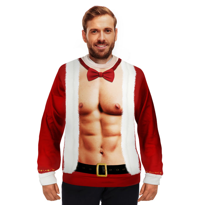 Unisex Funny Santa Man Jumper Six Pack Abs