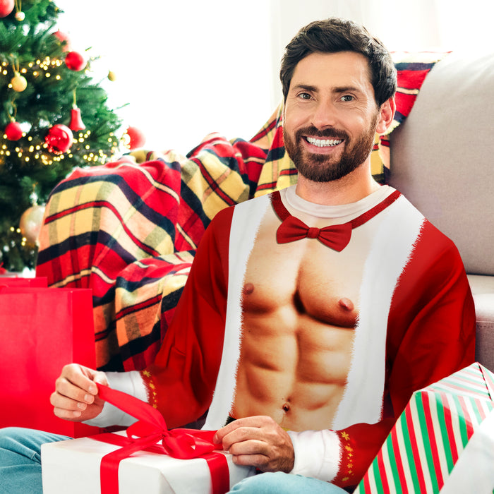 Unisex Funny Santa Man Jumper Six Pack Abs