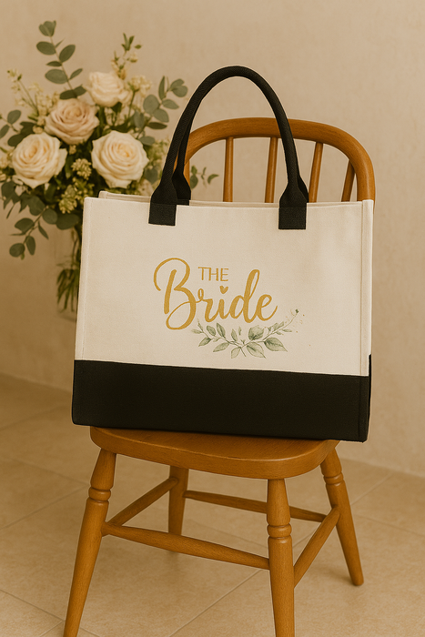 The Bride Large Canvas Tote Bag Botanical theme
