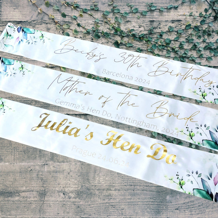 Baby Shower Sash Mummy to Be Daddy Nanny Auntie Sister Neutral Unisex Botanical Sage Green