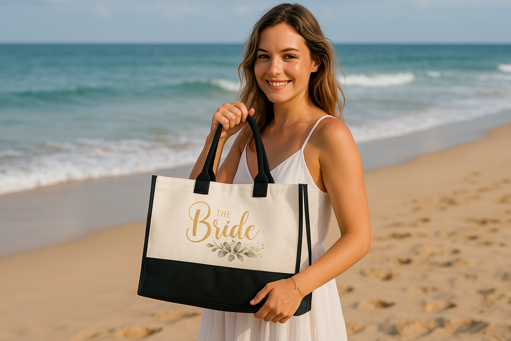 The Bride Large Canvas Tote Bag Botanical theme