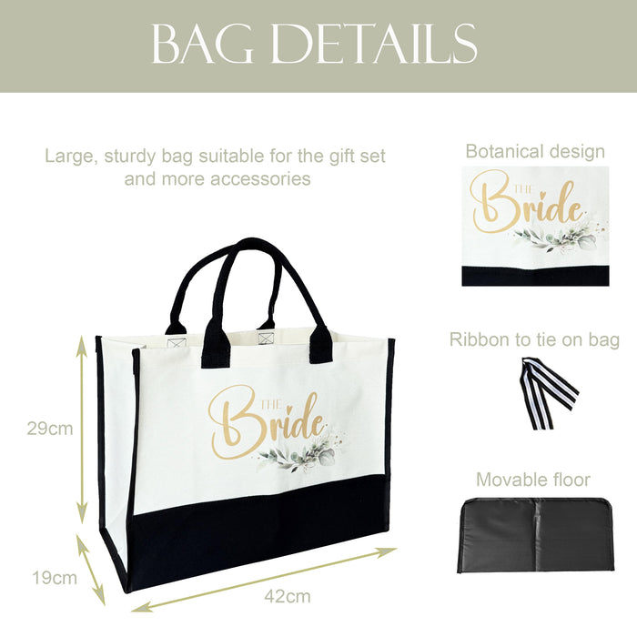 The Bride Large Canvas Tote Bag Botanical theme
