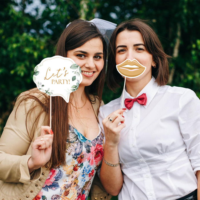 Hen Party Photo Props Set 27pcs Botanical Floral and Sage Green