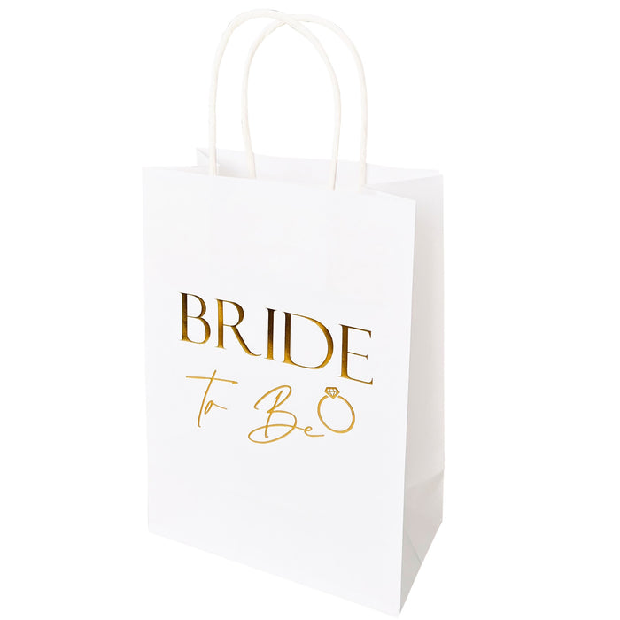 9 Pack Hen Party Bags (8x Team Bride 1x Bride to Be) Paper Bags Black and Gold Foil