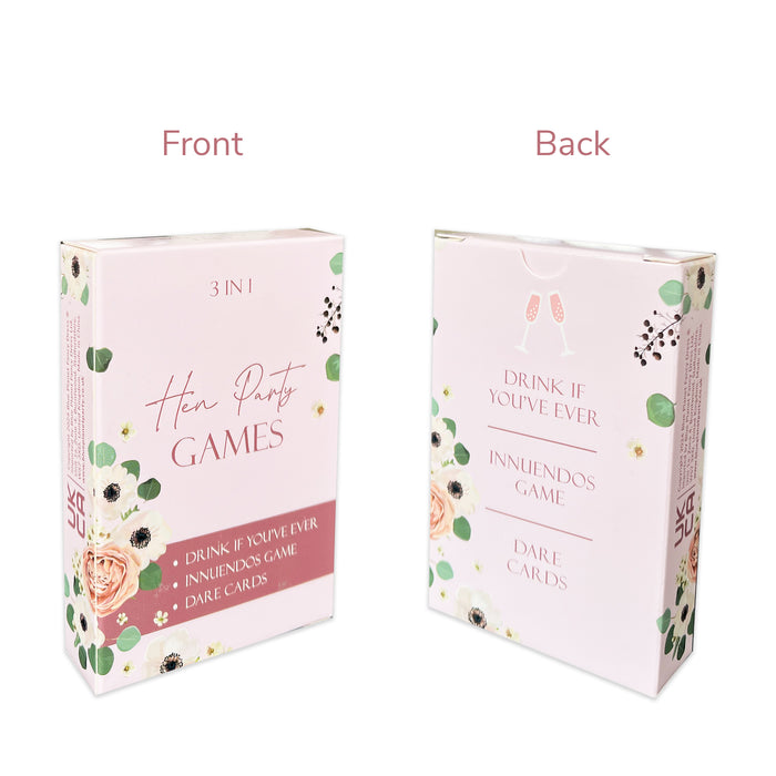 3 in 1 Hen Party Card Games What am I innuendos, Drink if you've ever and Dares