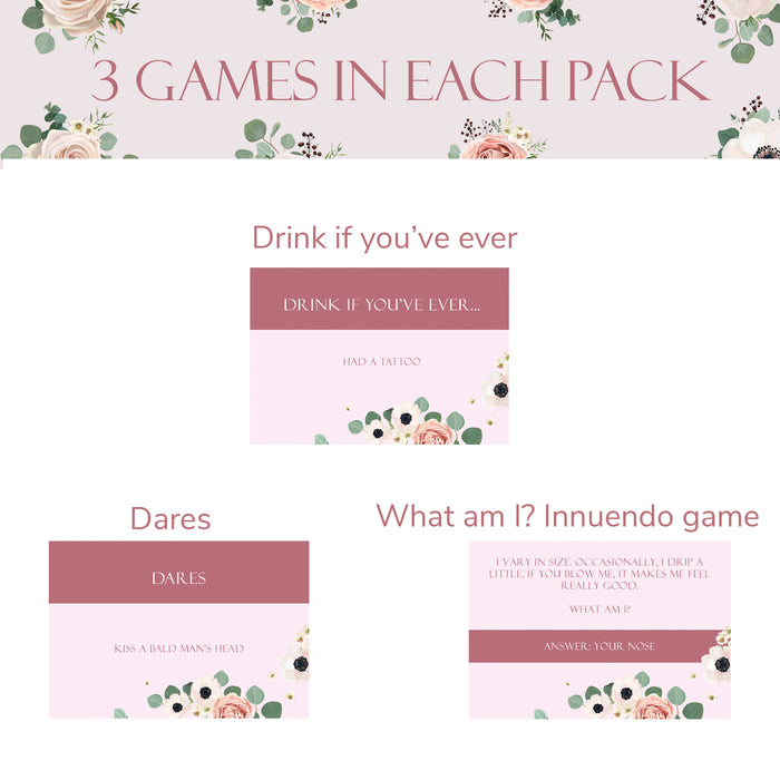 3 in 1 Hen Party Card Games What am I innuendos, Drink if you've ever and Dares
