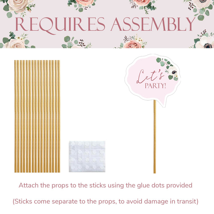 Hen Party Photo Props Set 27pcs Rose Gold Floral
