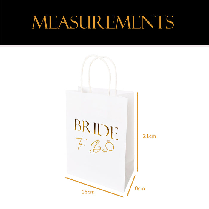 Bride to Be Paper Bag White with Gold Foil Text Hen Party Team Bride