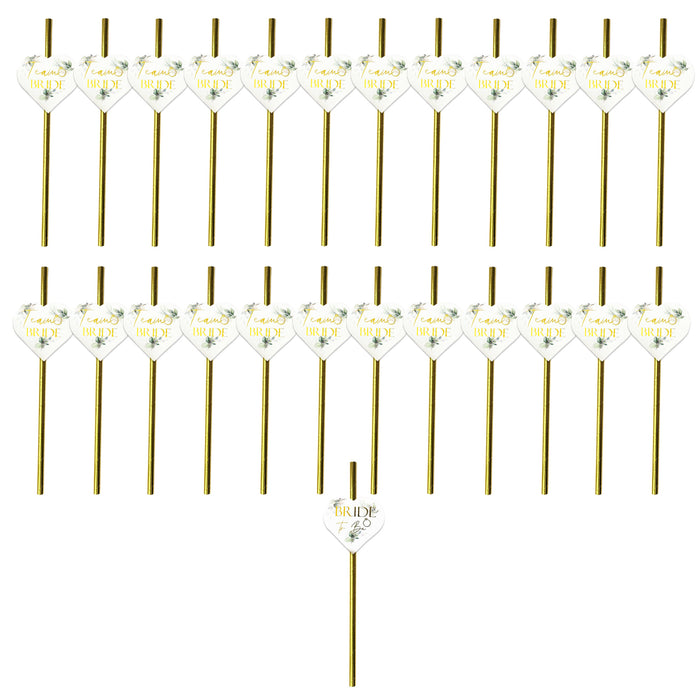 25 Pack Hen Party Paper Straws Botanical Floral 24 Team Bride 1 Bride to Be