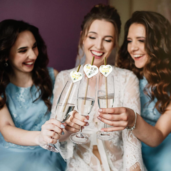 25 Pack Hen Party Paper Straws Botanical Floral 24 Team Bride 1 Bride to Be