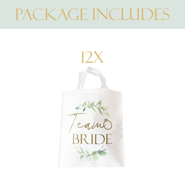 Pack of 12 Team Bride Tote Bags Botanical Hen Party