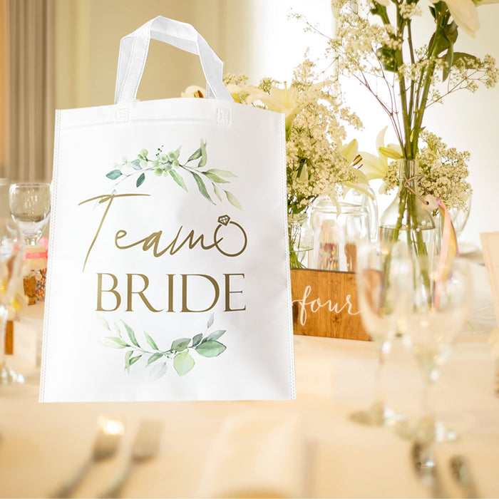 Pack of 12 Team Bride Tote Bags Botanical Hen Party