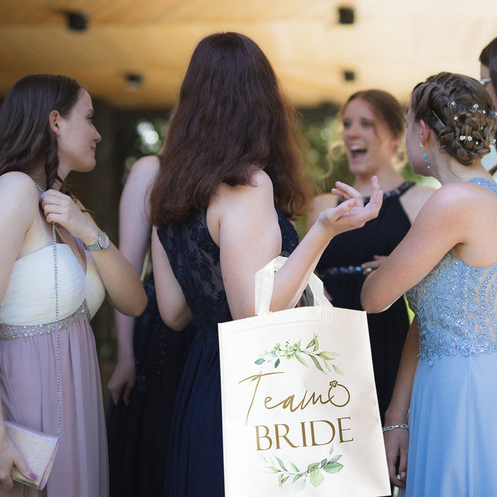 Pack of 12 Team Bride Tote Bags Botanical Hen Party