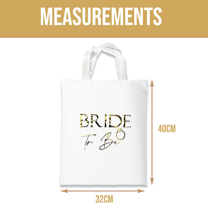 Bride to Be Tote Bag White and Gold