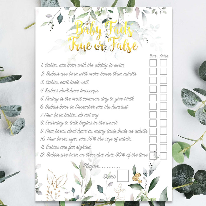 60 Pack Baby Shower Card Games Neutral Botanical Floral Advice Predictions How well Trivia
