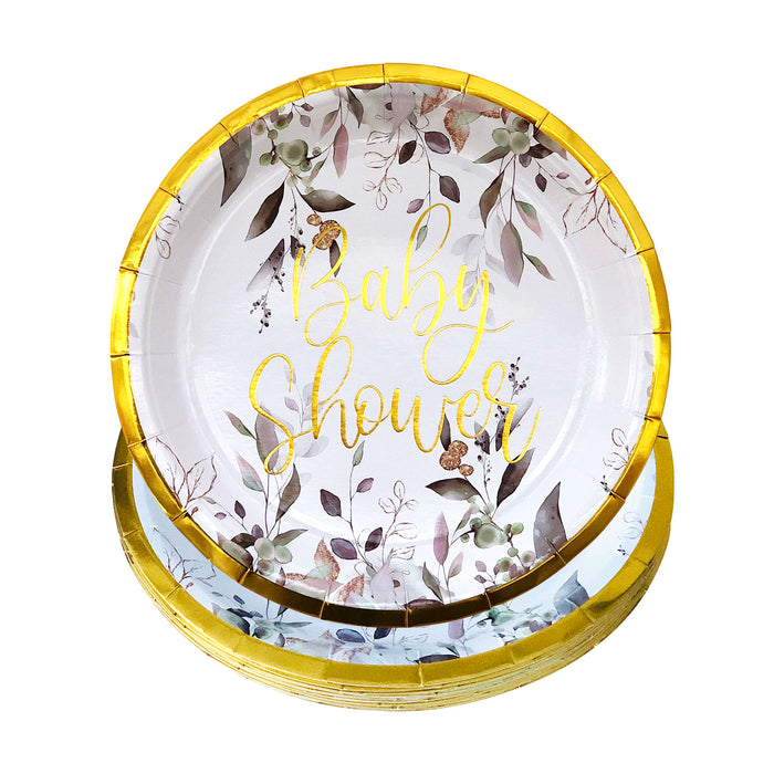 Baby Shower Tableware Set for 8,16 or 24 Guests (Cups, Plates, Napkins and Straws)
