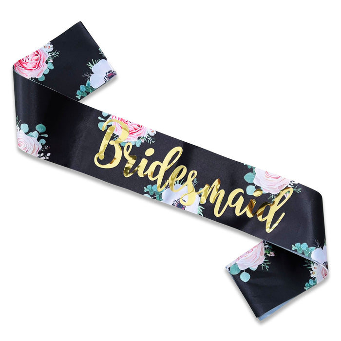Hen Party Sashes Black and Gold Floral