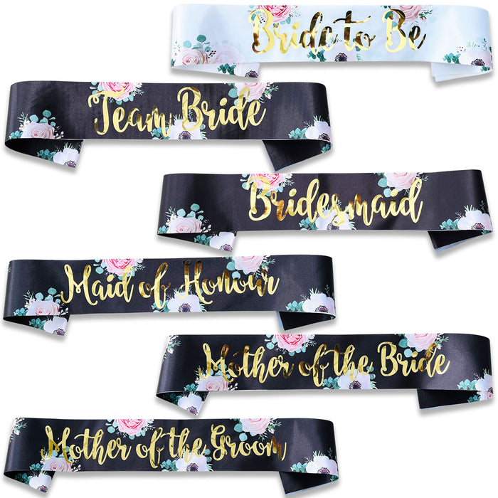 Hen Party Sashes Black and Gold Floral