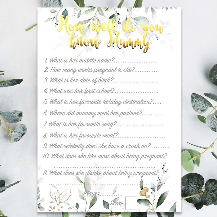 60 Pack Baby Shower Card Games Neutral Botanical Floral Advice Predictions How well Trivia