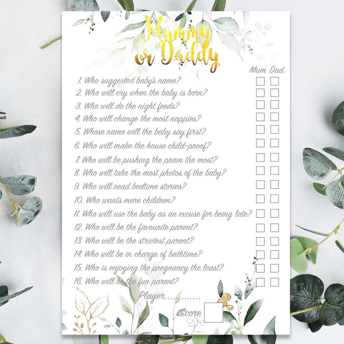 60 Pack Baby Shower Card Games Neutral Botanical Floral Advice Predictions How well Trivia