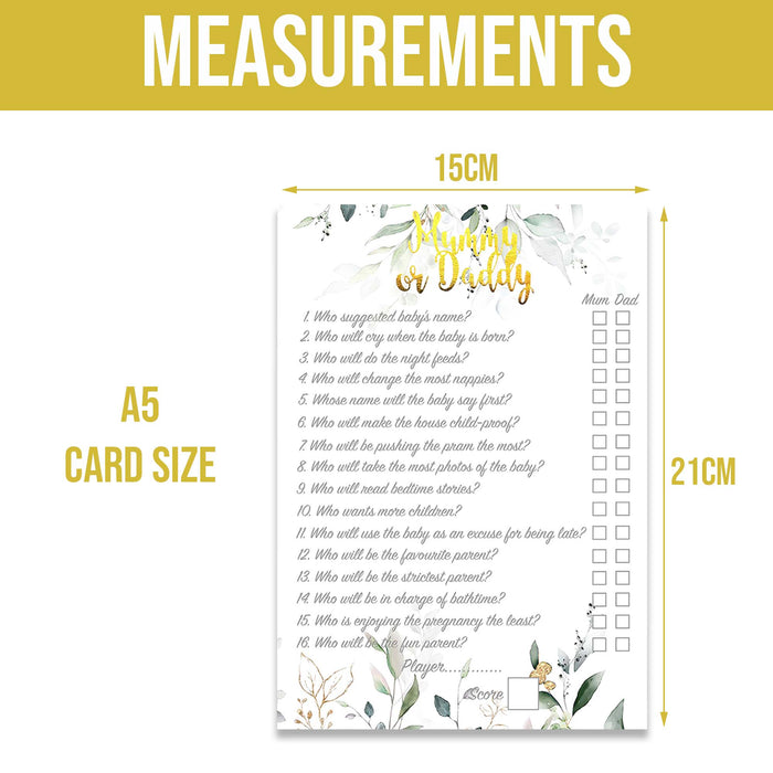 Pack of 12 Mummy or Daddy Cards Card Game Neutral Botanical Floral