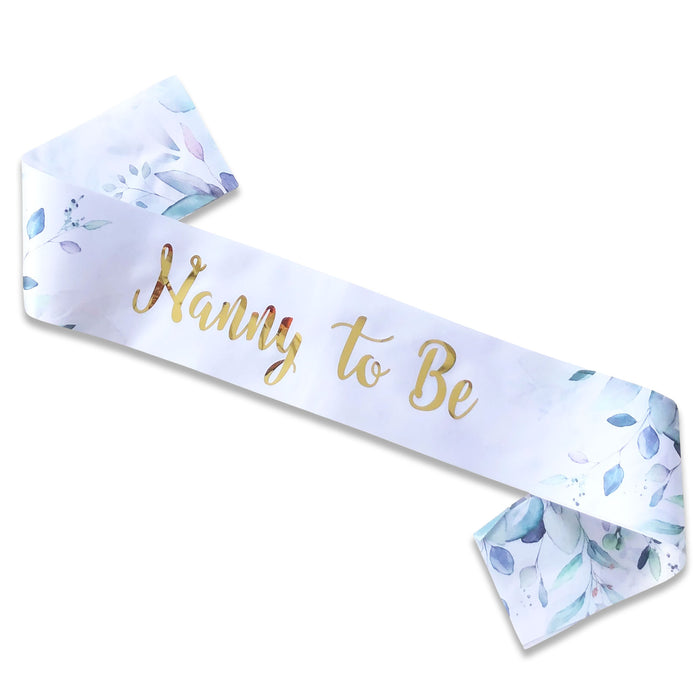 Baby Shower Sash Mummy to Be Daddy Nanny Auntie Sister Neutral Unisex Botanical Sage Green