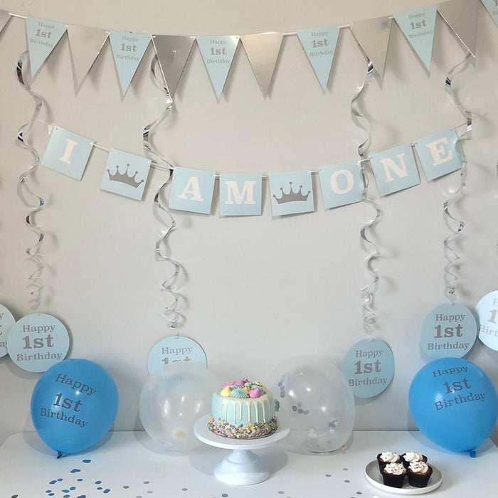 20 Piece 1st Birthday Decorations Set Blue for Boys