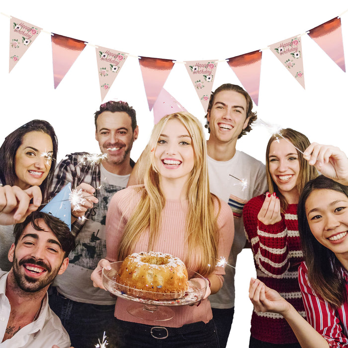 Rose Gold Birthday Bunting 16 Flags
