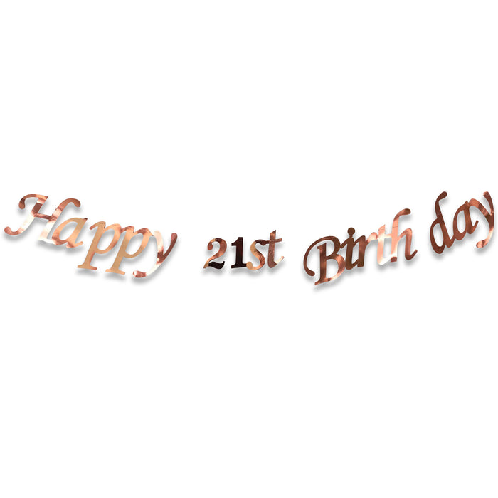 Rose Gold Happy Birthday Foil Banner Ages 13-70