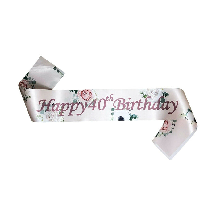 Floral Rose Gold Birthday Sash Age 13-80