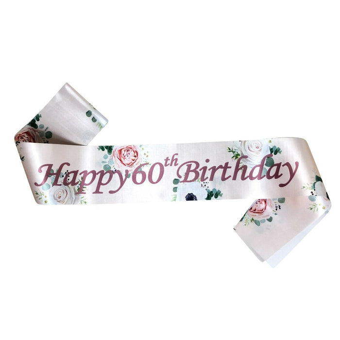 Floral Rose Gold Birthday Sash Age 13-80