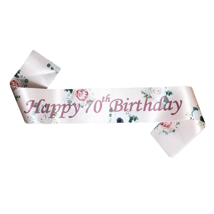 Floral Rose Gold Birthday Sash Age 13-80