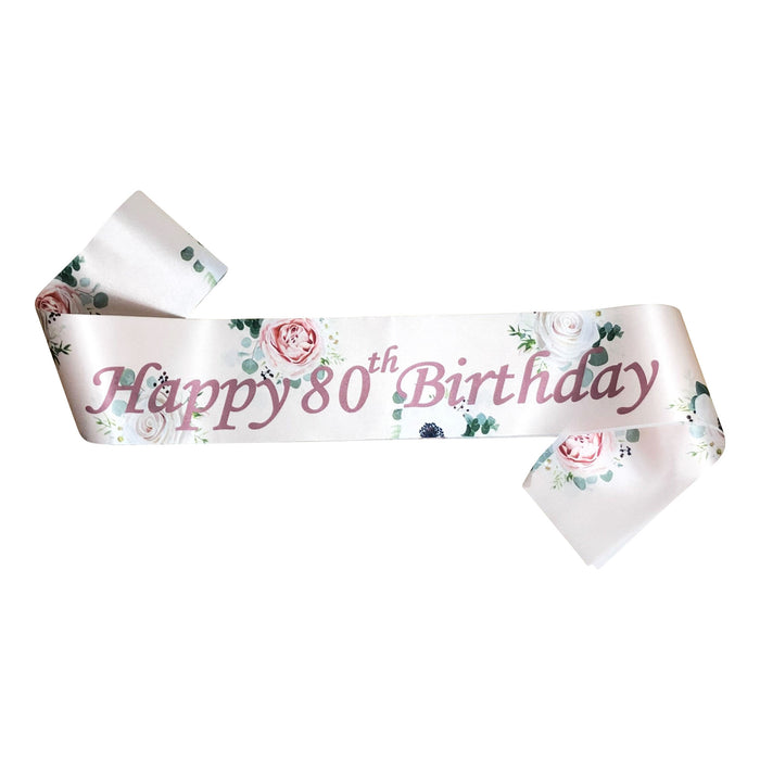 Floral Rose Gold Birthday Sash Age 13-80