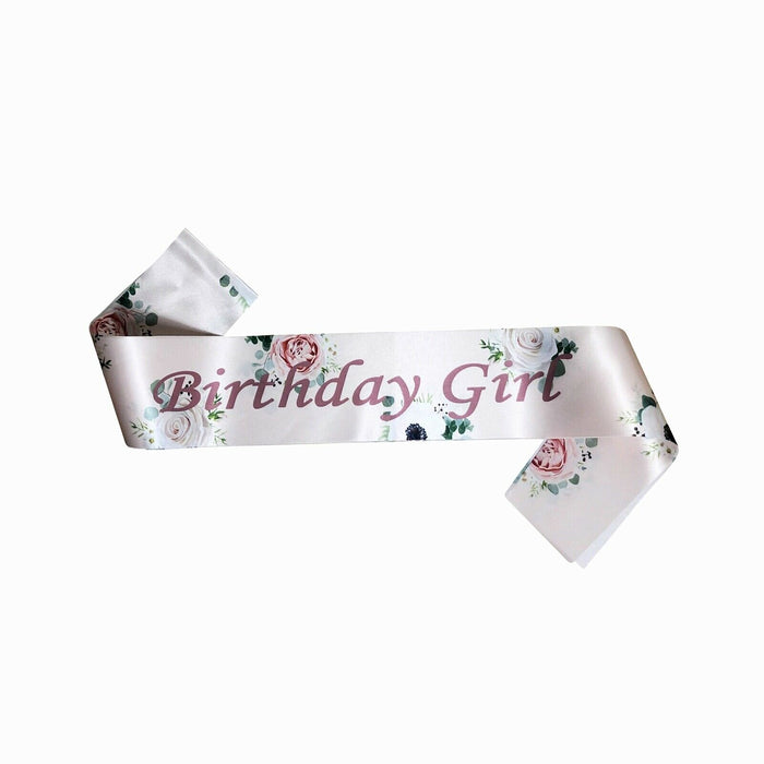 Floral Rose Gold Birthday Sash Age 13-80