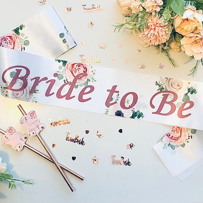 Bride to Be Sash White Floral for Hen Party