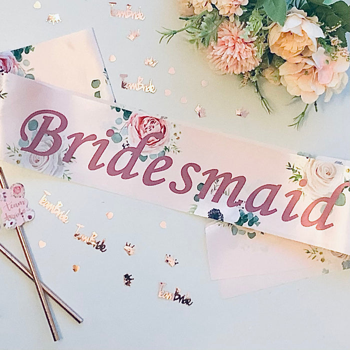 Hen Party Sashes Rose Gold Floral