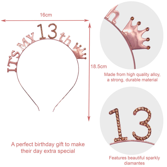 Rose Gold Rhinestone Sparkly Birthday Tiara