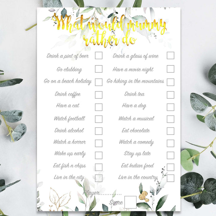 60 Pack Baby Shower Card Games Neutral Botanical Floral Advice Predictions How well Trivia