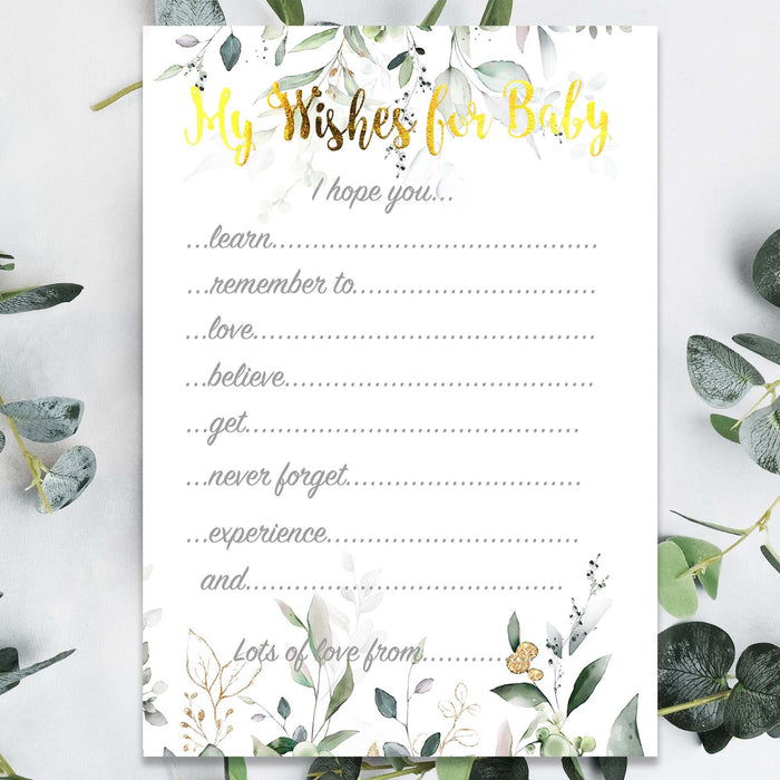 Pack of 12 Wishes for Baby Cards Card Game Neutral Botanical Floral